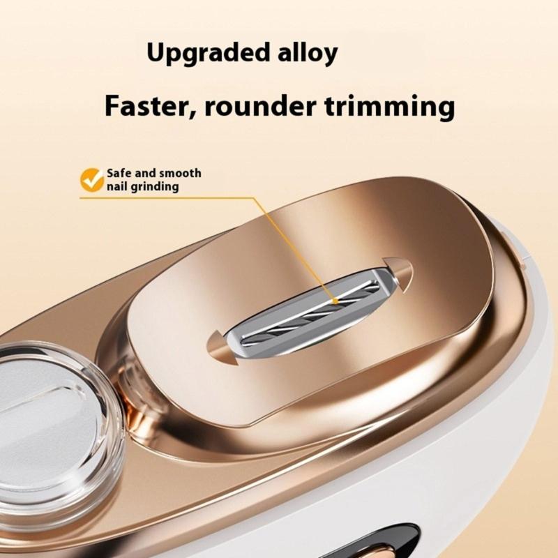 Automatic Nail Trimmer and Polishing Tool Built In LED Light USB Rechargeable Portable Design for Differernt Ages