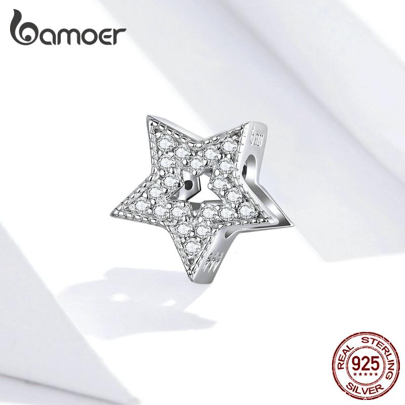

BAMOER Стерлинговое серебро 925 пробы, сверкающее украшение в форме звезды, подходит для оригинального браслета, женские украшения 925 silver