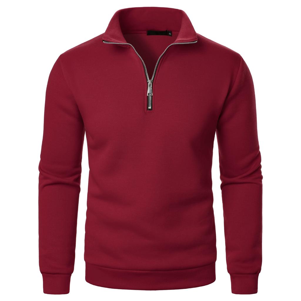 Men's Stand Up Collar Casual Hoodie Men's Solid Color Fashionable Men's Pullover Hoodie