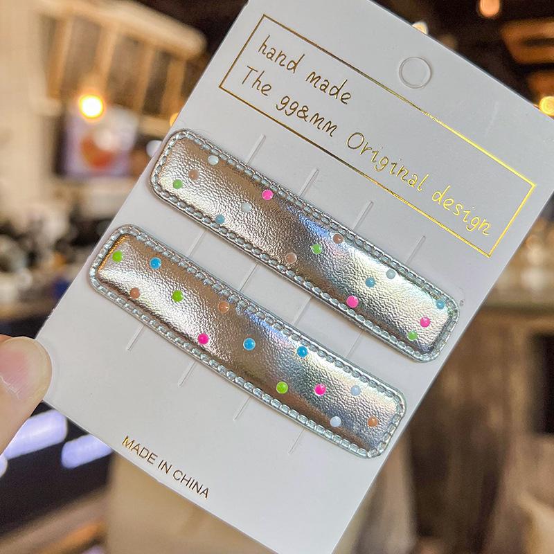 New Silver Polka Dot Cute Cartoon Duckbill Hair Clip for Messy Hair - Heart-shaped Children's Side Clip for Bangs - BB Hair Accessory