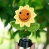 Levvohd Sunflower Car Accessories Dashboard Decorations, Crochet Smiley Shaking Sun Flowers Bobblehead Cars Decor For Women, For Cute Girl Interior