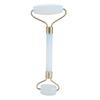 1Pc Artificial Jade Doublehead Beauty Roller AntiAging Face Eye Neck Massager Tool(White)