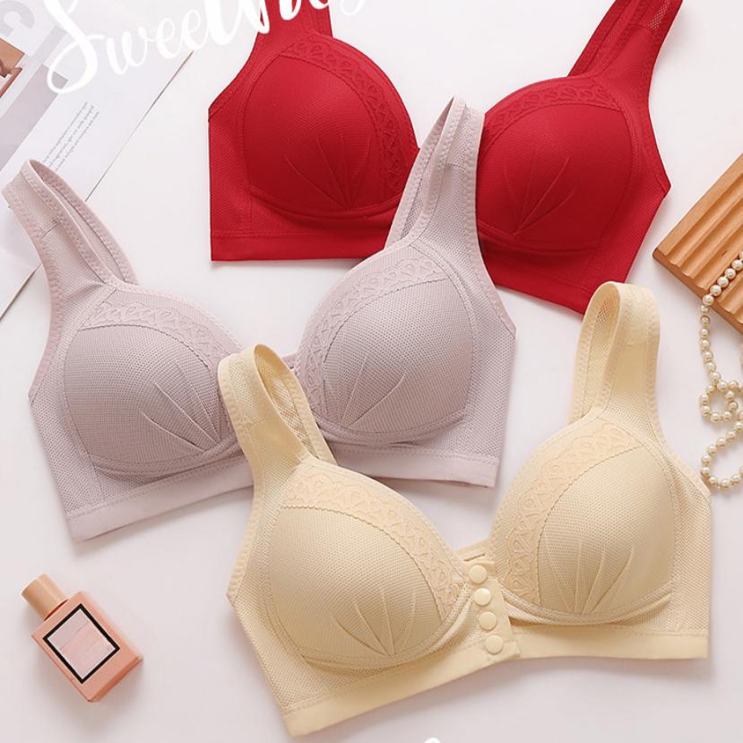 Große Größe Knopfstil Stillende Mutter Schöner Rücken BH Brustlift Raffung an der Seite Brust Ohne Bügel Fett Mm BH