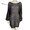 Women Cover Up Dress Batwing Long Sleeve See-through Hollow Mesh Bikini Cover Up Quick-Drying Breathable Beachwear
