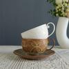 Retro Ceramic Coffee Cup and Saucer Set Light Luxury Ceramic Cup Niche Coffee Cup Latte Afternoon Tea Cup and Saucer Set