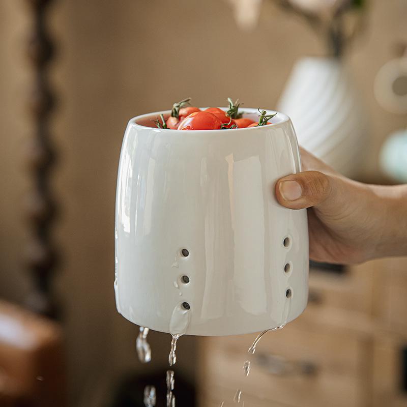 White, Simple And Practical, Chopstick Tube, Kitchen Ceramic Storage Jar, Pen Holder, Exit Knife, Fork, Spoon, Chopstick Cage.