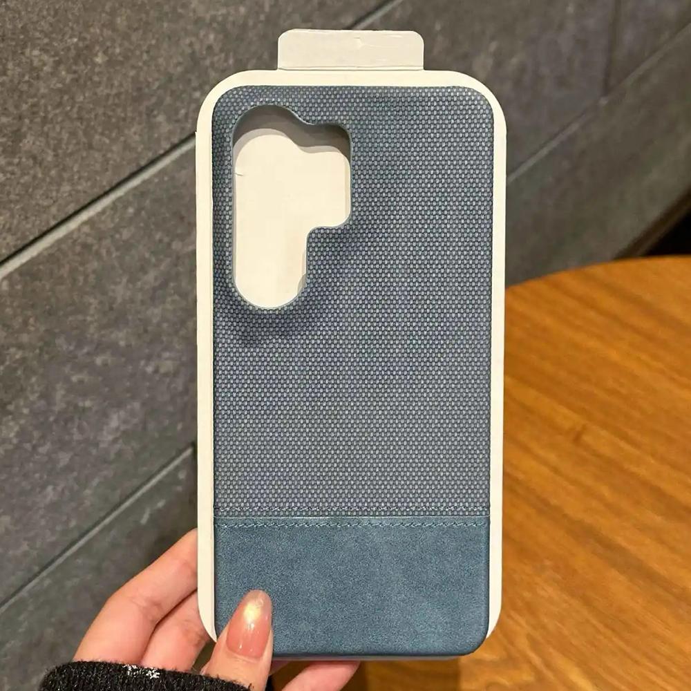 

Business Splicing Leather Nylon Fabric Case For Samsung Galaxy S26 S25 S24 S23 Ultra Frameless Cooling Shockproof Matte Cover Galaxy S26 Ultra
