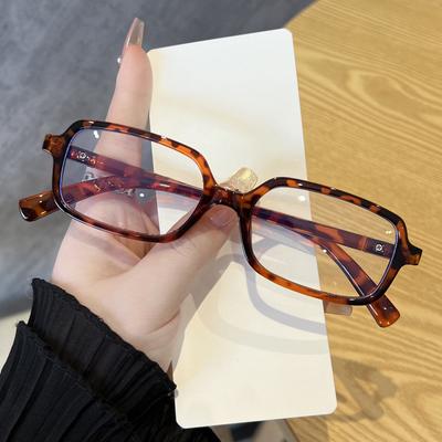 Rectangle Anti Blue Light Blocking Glasses Women'S Leopard Frames Anti Radiation Filter Glasses Men Clear Computer Eyeglass