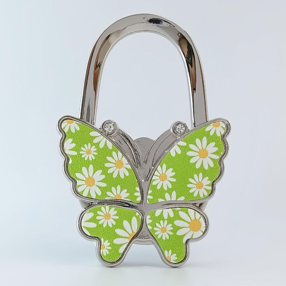 Durable Foldable Butterfly Handbag Hook Portable Creative Purse Holder Chrysanthemum Flowers Purse Hanger for Table
