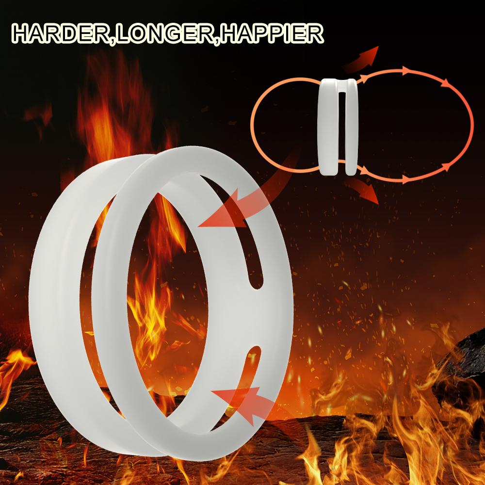 Safe Silicone Black Male Rings Double Cockring Delay Premature Ejaculation Penis Ball Loop Lock Adult Sex Toys Product for Men
