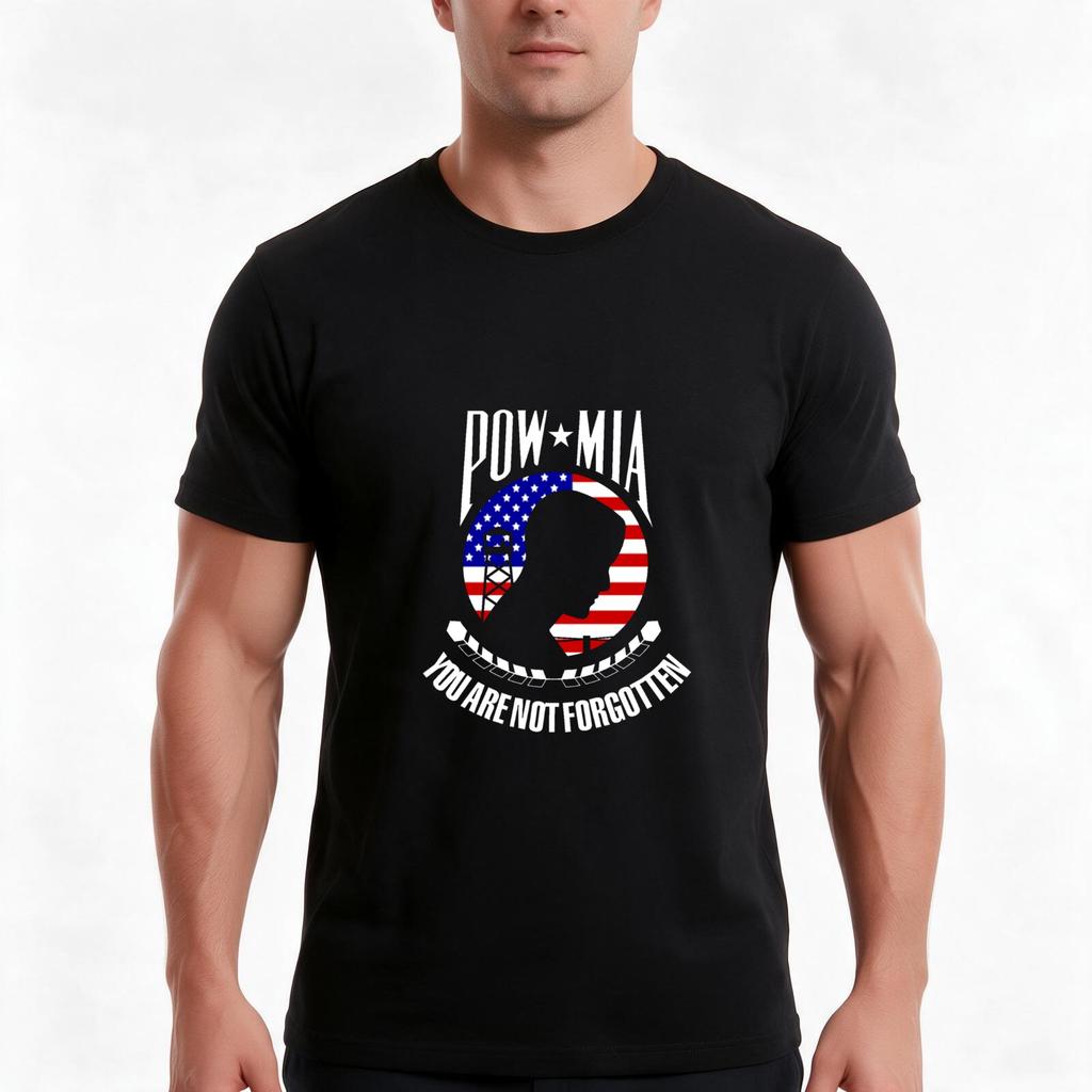 Pow Mia Shirt American Flag You Are Not Forgotten Tshirt Summer Casual Cotton Tee Oversized Streetwear Tops Unisex Unisex Unisex