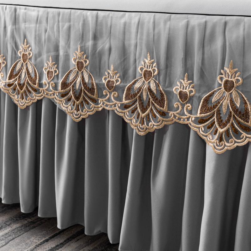 3pcs Set Raw Cotton Bed Romance Dust Protector Cover Soft Bedspread Embroidery Lace Edge Bed Skirt with 2pcs Pillowcase