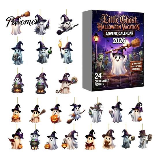 Family Christmas Countdown Halloween Advent Calendar 2026, 24-Day Box with 2D With Gifts Flat Hanging Pendant, Spooky Collectible Decor for