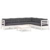 Vidaxl 7-Cz. Garden Lounge Set, With Cushions, White, Pine