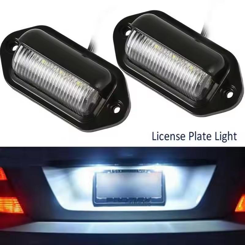 2PCS 6 LED Car License Number Plate Light For SUV Truck Trailer Van Tag Step Lamp White Bulbs Car Products License Plate Lights License Plate Lights