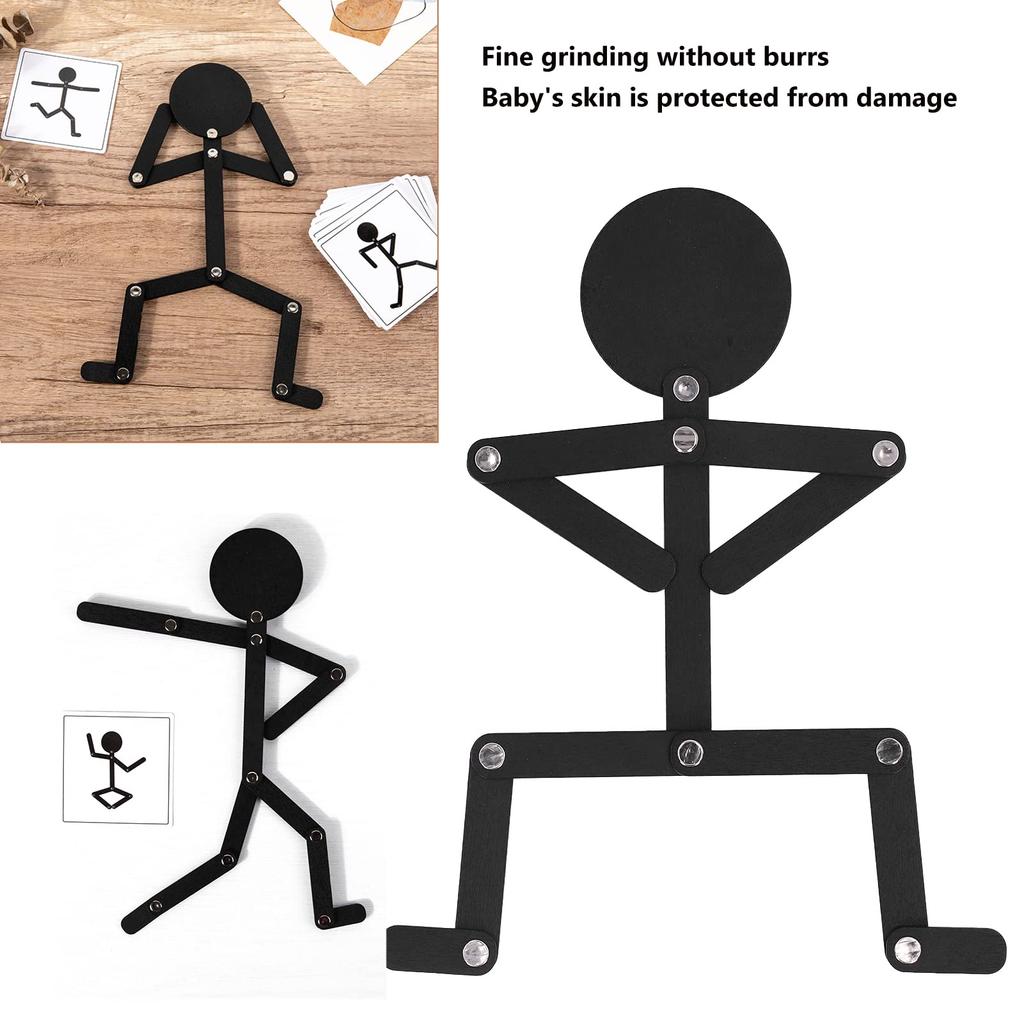 Stick Figure Toy, Exercise and Coordination, Burr-Free Black Basswood, Educational Puzzle Toy, Plush Toy for Kids, Boys and Girls, Cute Plush Toy
