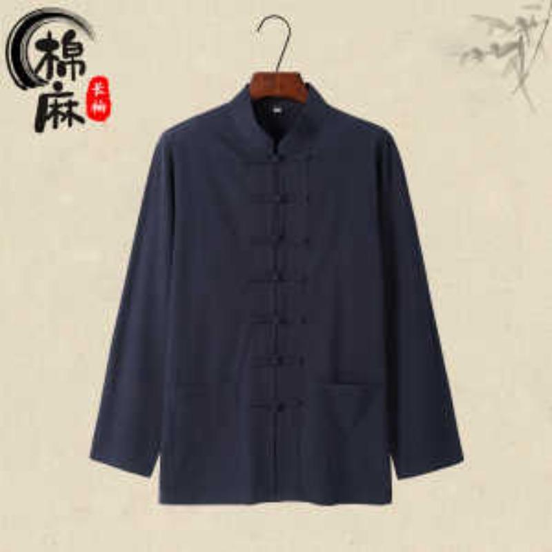 Stil Chinezesc Bărbați Primăvară și Toamnă Vară Nou Cămașă cu Mânecă Lungă Paletă Retro Bumbac In Costum Tang