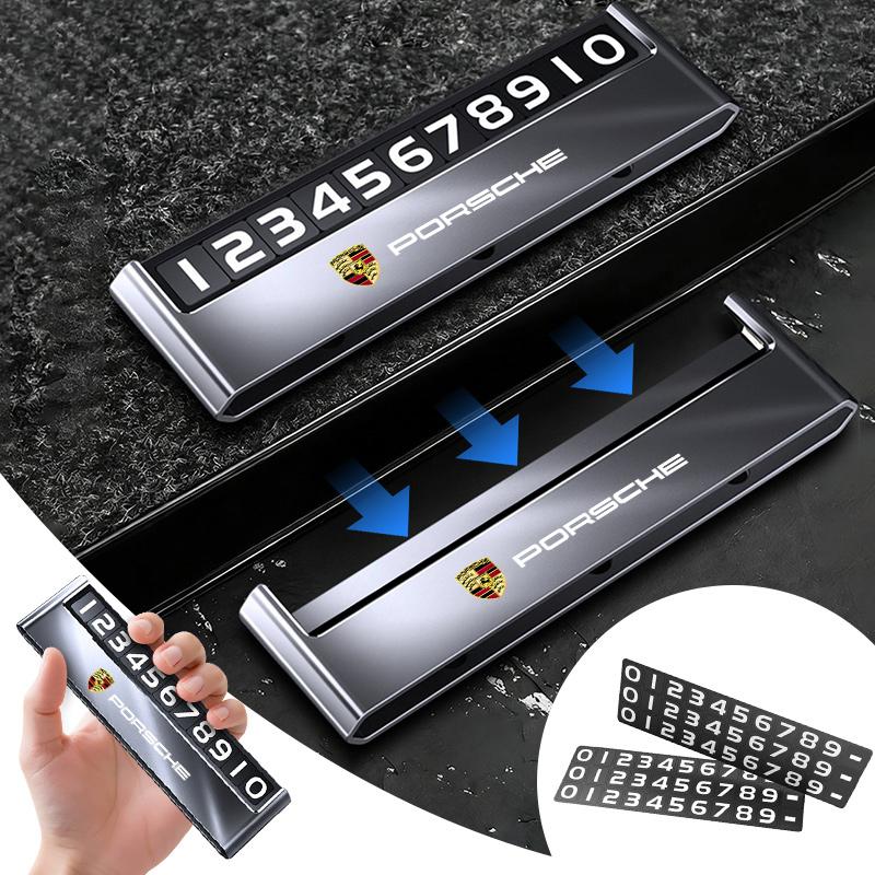AIHQR1 Temporary Car Parking Card Phone Number Holder Telephone Number Plate For Porsche Cayenne GTS Panamera Carrera GT3 Sticker