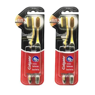 Slim Soft Charcoal Gold Toothbrush 4-Pack