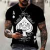 Mens Loose Fit Crew Neck Short Sleeve T-Shirt With 3D Poker Print Digital Lightweight Casual Streetwear