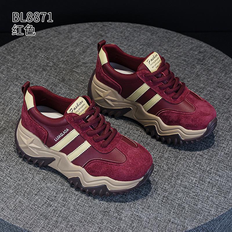 

Dad shoes autumn and winter new velvet leather platform small casual sports Forrest Gump shoes 36