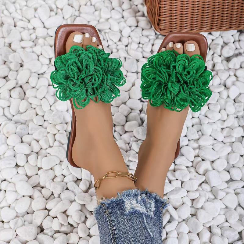 Fashion 2024 High Quality Ladies Shoes Shallow Women's Slippers Fashion Floral Daily Slippers Women Summer Plus Size Solid Flat Slippers
