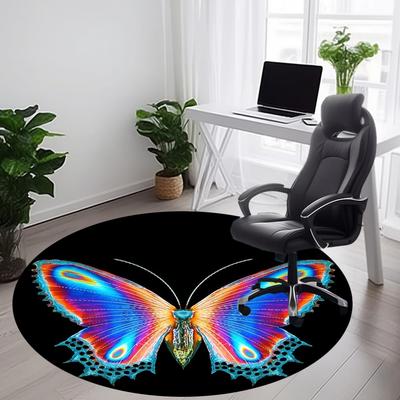 1pc Butterfly Print Chair Carpet for Office, Round Non Slip Durable Large Size Office Carpet, Suitable for Office