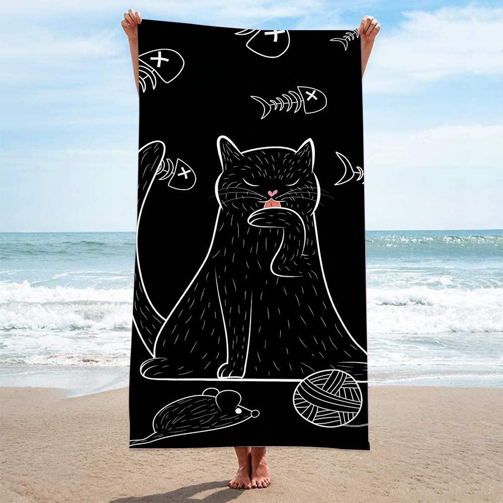 1pc Abstract Lemon Fruit Striped Pattern Beach Towel, Ultra-fine Fiber Quick Drying Absorbent Outdoor Swimming Beach Towel