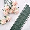 100Pcs/lot 15/20/25/30/40cm Artificial Green Flower Stems Floral Material DIY Wire Stem Handmade Flexible Iron Garden Accessoies