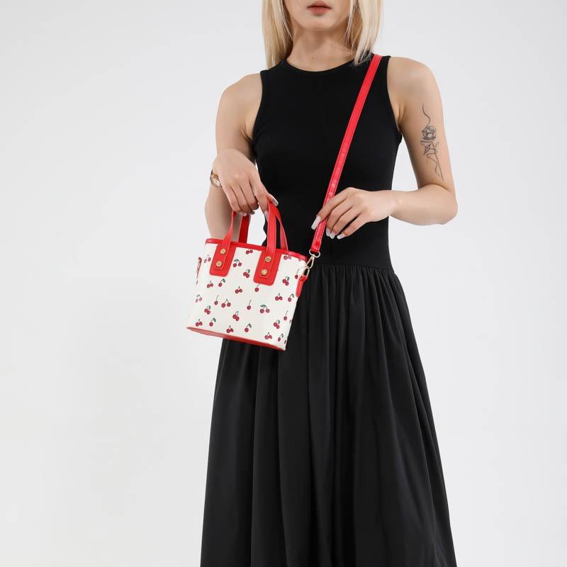 Beautiful and Fresh New Cherry Print Fashionable Large Capacity Cute Commuting Shoulder Messenger Bag