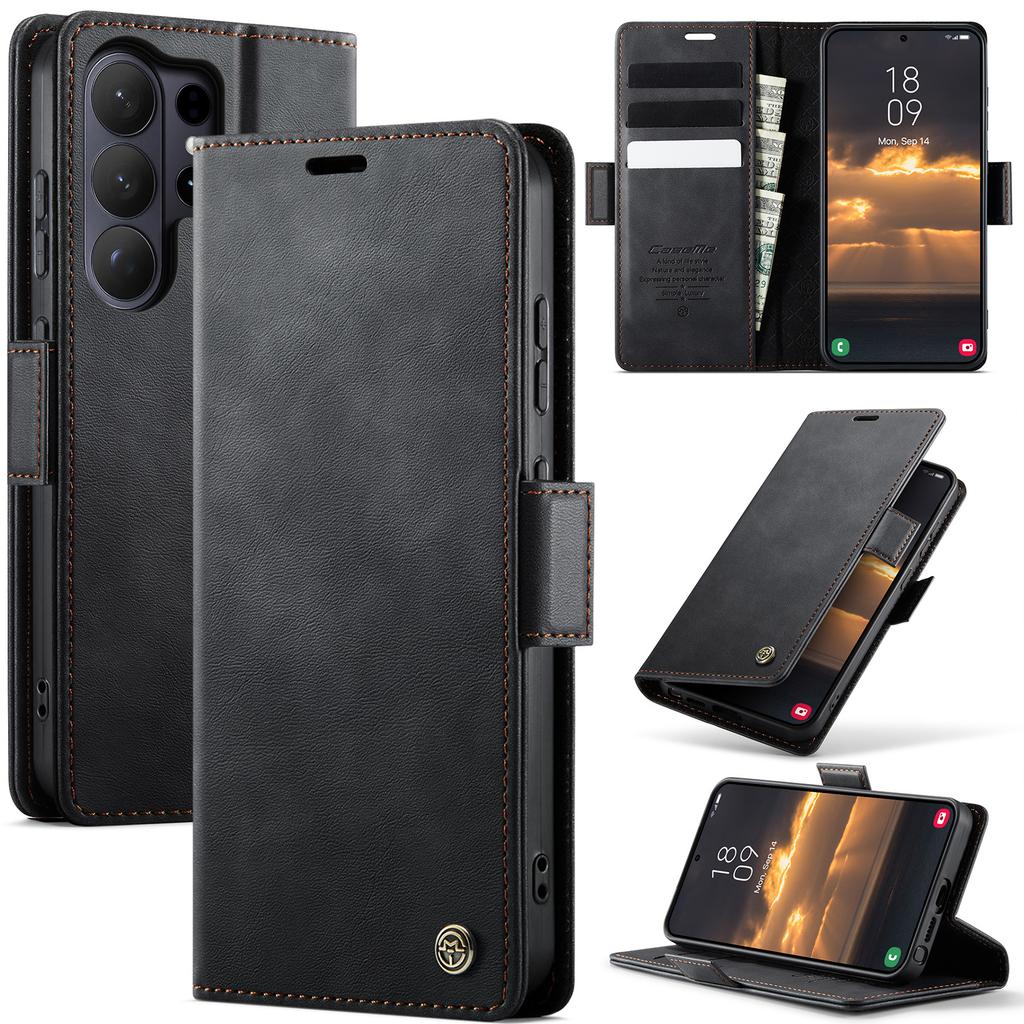 Business Magnetic Cards Solt Wallet Leather Case For Samsung Galaxy S26 Ultra S25 S24 S23 S22 Note 20 Ultra 10 Plus Book Cover