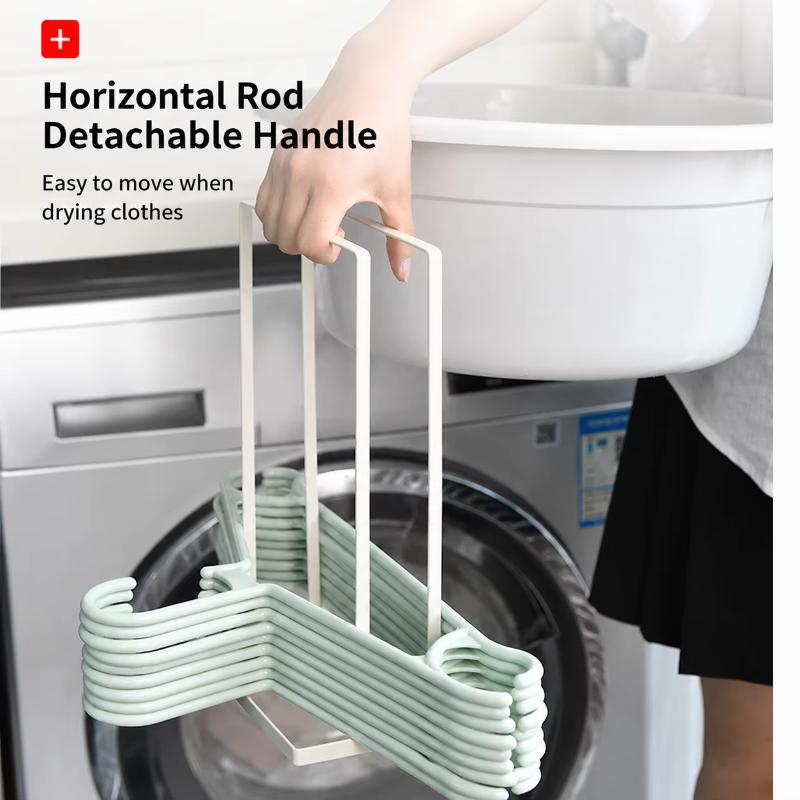 Metal Hanger Storage Rack Heavy Duty Anti-Rust with Portable Handle Space Saving for Household Clothes Hanger Storage
