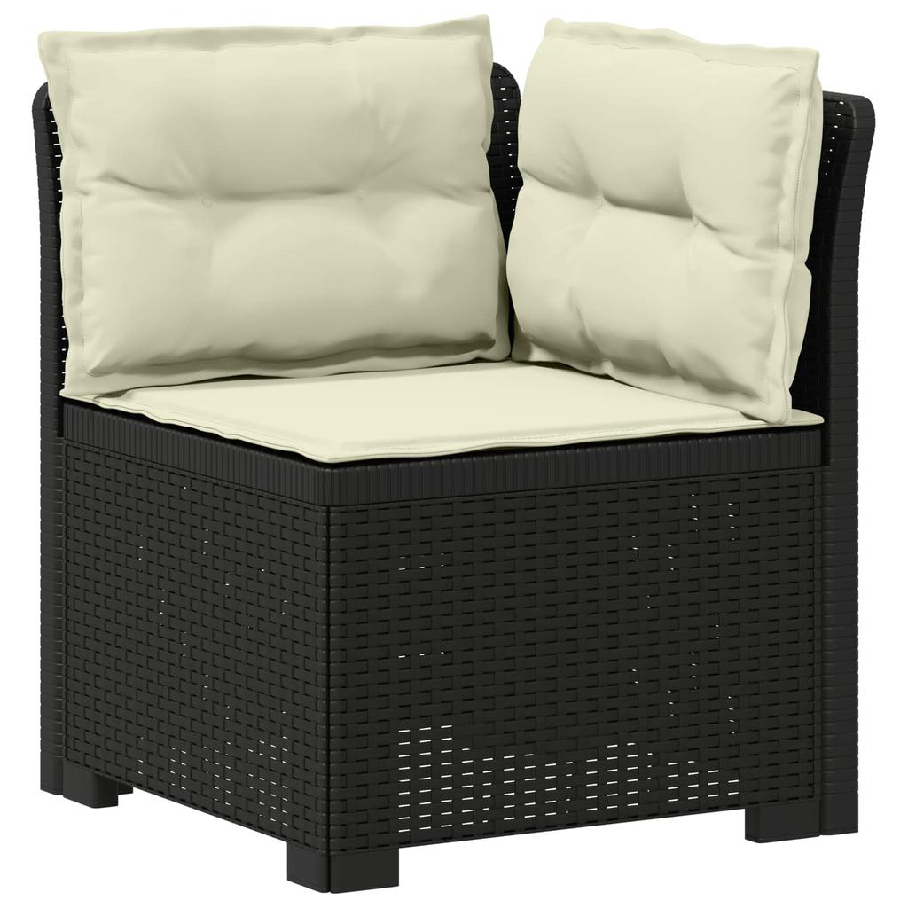 3 Seater Garden Sofa with Cushions Rattan Look PP Anthracite