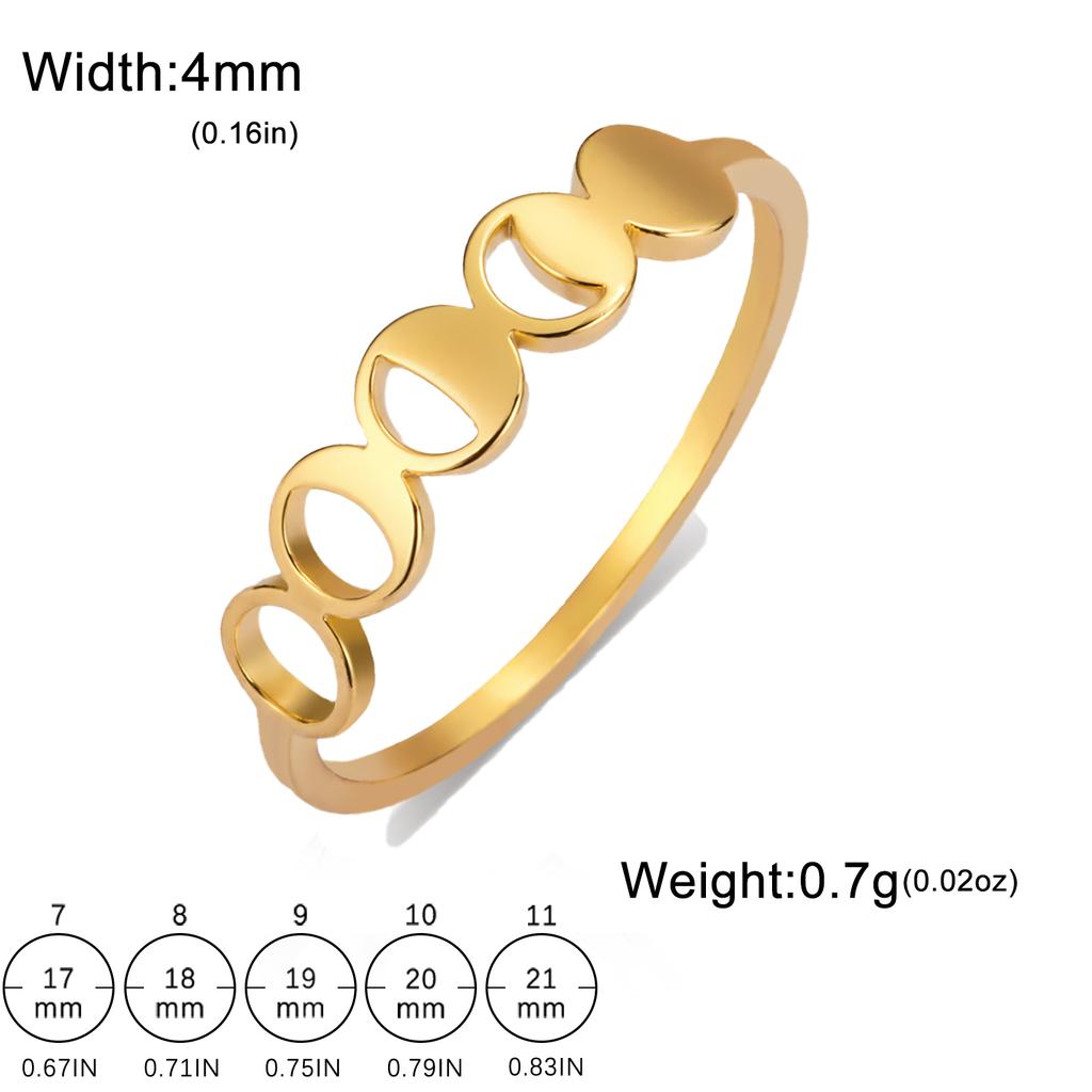 Teamer Moon Phase Ring Stainless Steel Jewelry for Women Men Gold Color Casual Party Pentagram Accessories Amulet Gift 2026