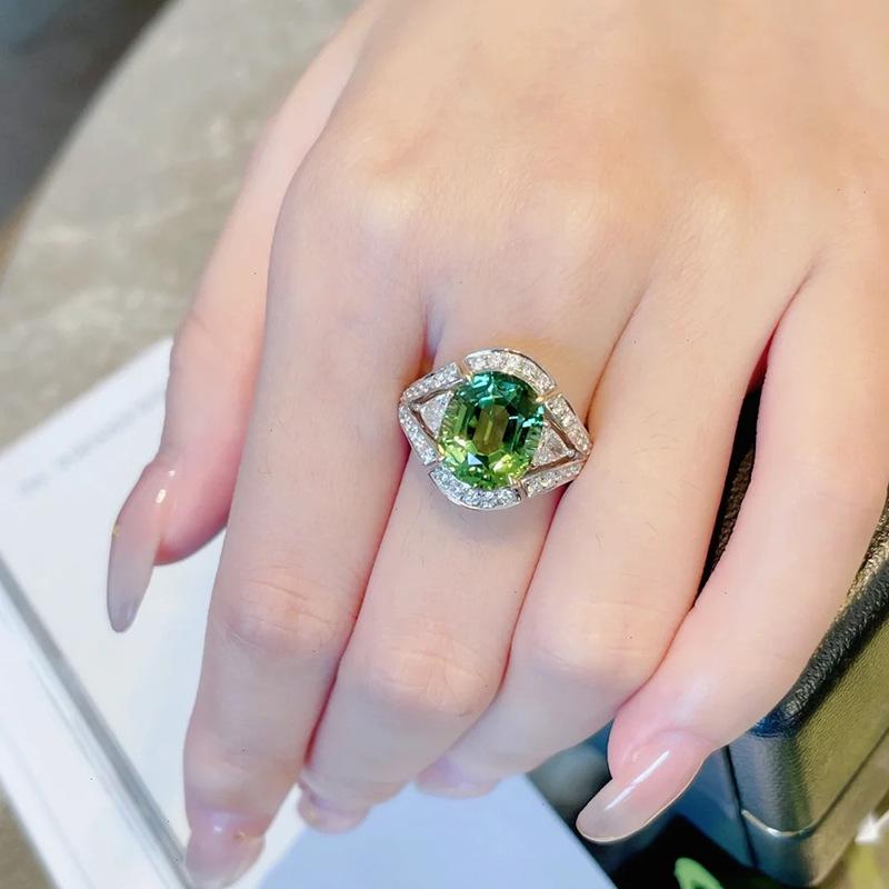 Women s French Emerald Zirconia Ring: Light Luxury, Versatile, Fashionable Jewelry with Niche Design. Adjustable Size