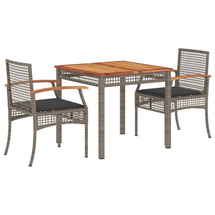 VidaXL 3-Piece Garden Dining Set with Cushions, Patio Table and Chair, Patio Furniture, Outdoor Furniture, 3213569