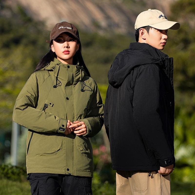 New winter white duck down jacket thickened warm couple hooded trendy jacket down