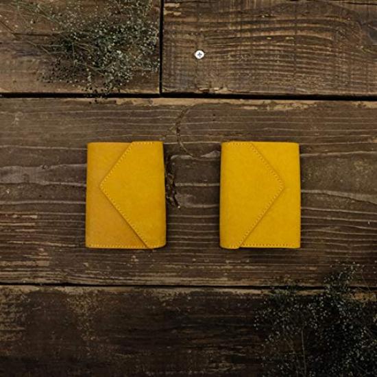 LITSTA Coin Wallet 3 (Left-Handed) with Coin Holder and Coin Purse, Italian Leather, Yellow