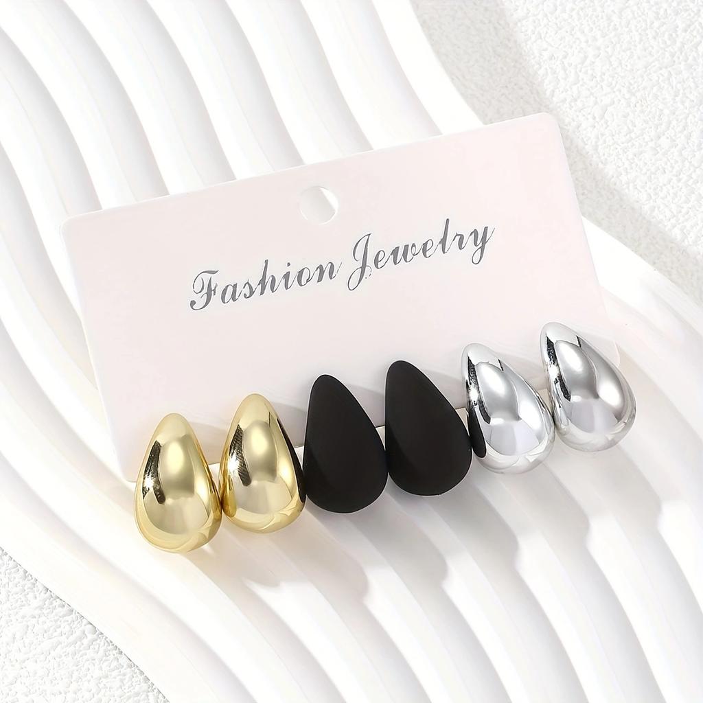 Punk Trendy Thick Water Drop Stud Earrings Fashion Multi Color Geometric Earrings Women's Aesthetic Party Zircon Gifts