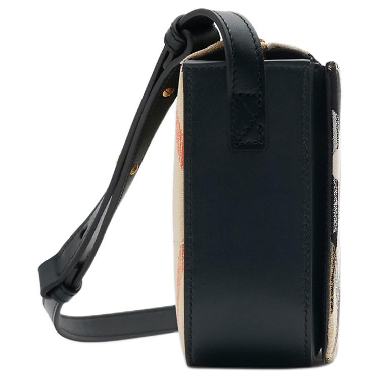 Burberry Vintage Check Black Leather Crossbody Bag With Gold Hardware For Daily Use