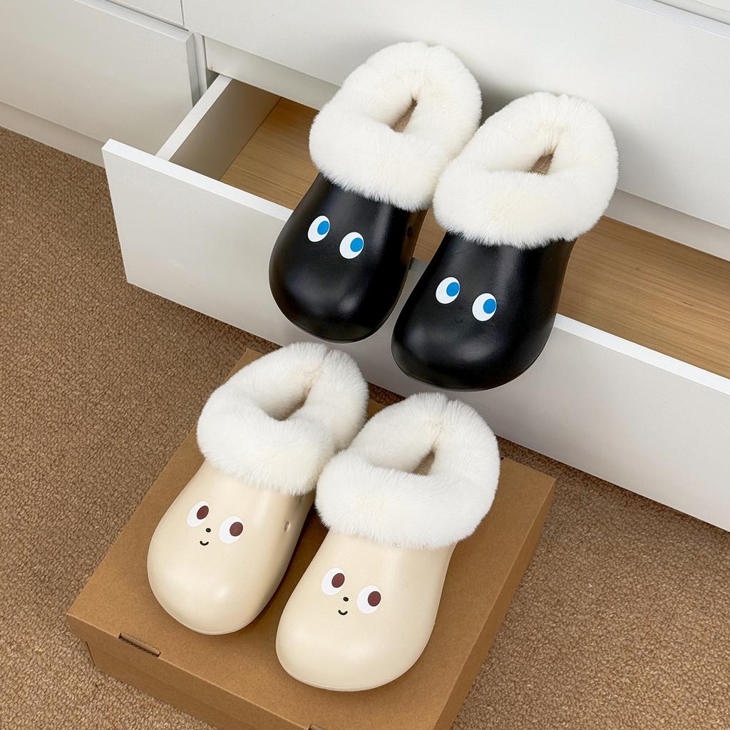 Cute little eyes EVA cotton slippers women's winter models fleece thickened lightweight and comfortable cotton slippers women's models