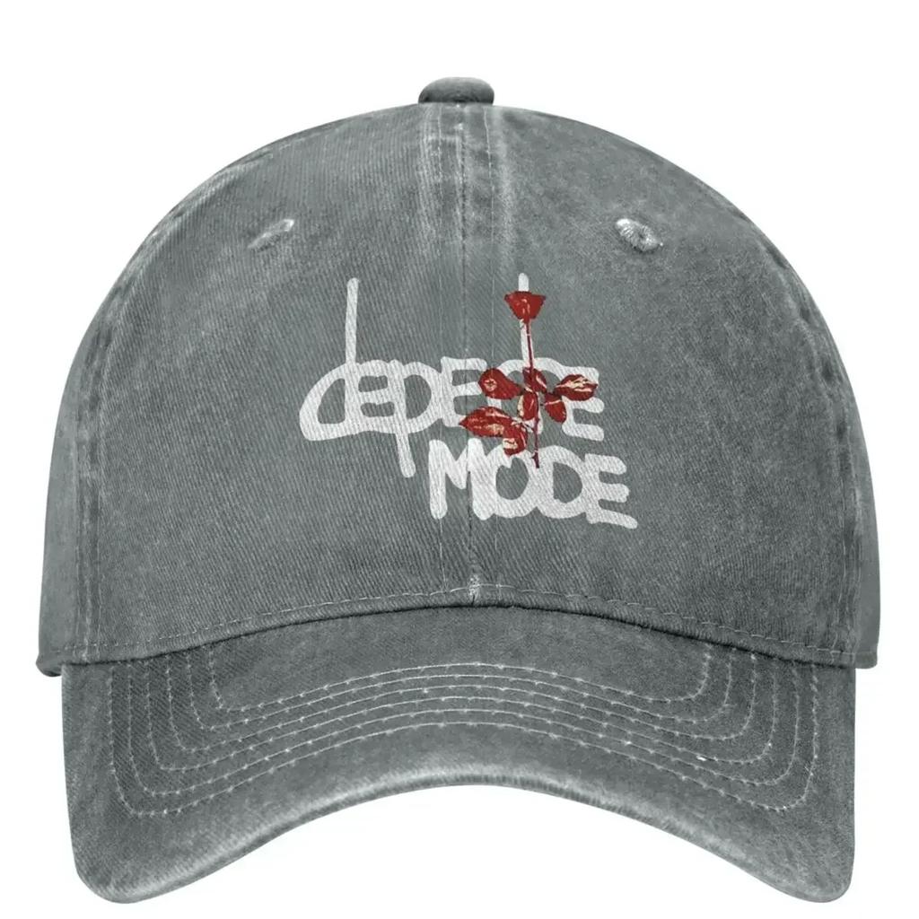 Men Women Red Mode Flowers Depeche Modes Rock Band Baseball Cap Vintage Distressed Denim Sun  Adjustable