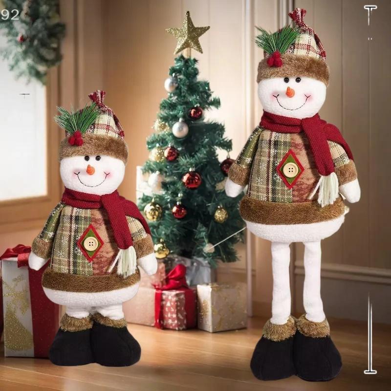 Retractable Christmas Decorative Dolls Set Reindeer Snowman Santa Claus Standing Ornaments Merry Christmas Home Party Decor