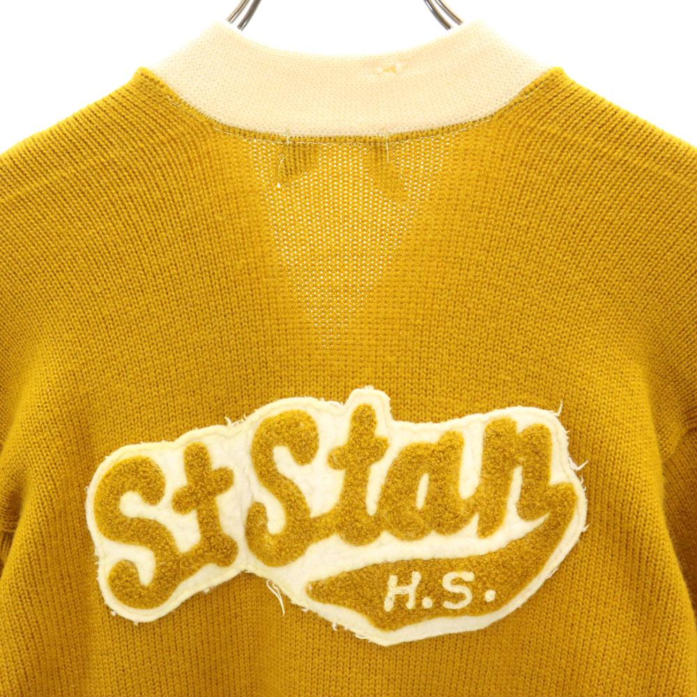 COLLEGIATE PENNAN 60s 70s Vintage Lettered Long Sleeve V Neck Knit Cardigan Men's Used