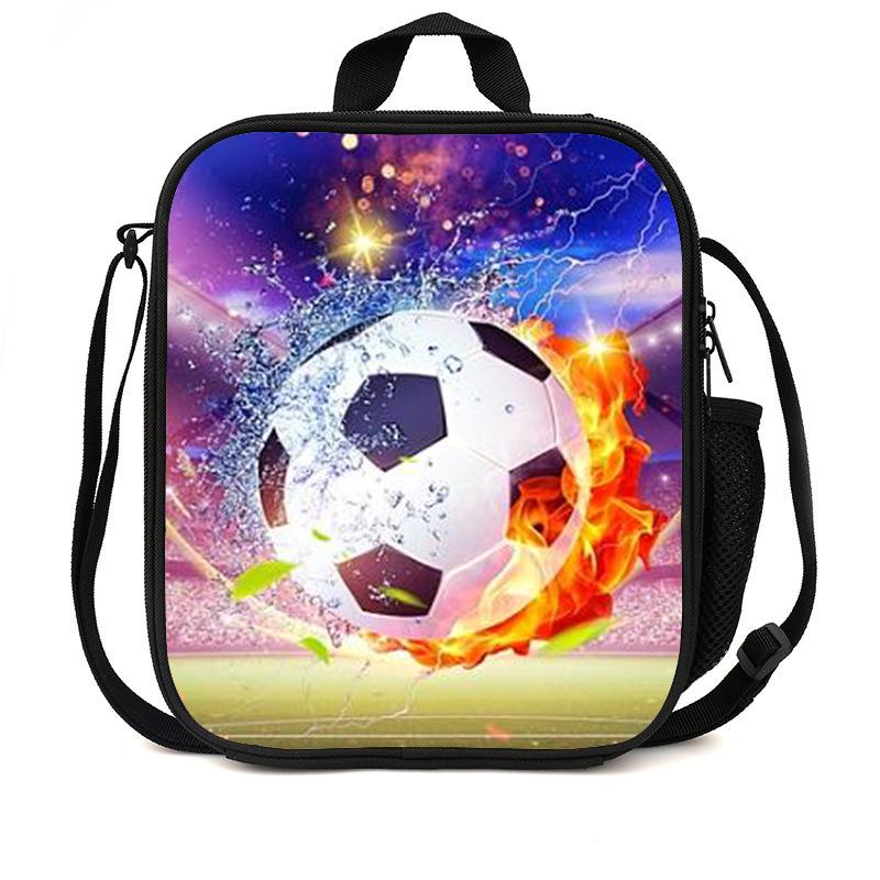 Football Basketball Pattern Children'S Lunch Bag Elementary School Lunch Box Bag Fashion Trend Boys' Lunch Bag