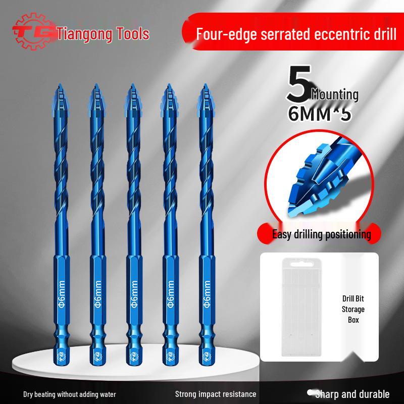 Tiangong Serrated Eccentric Drill Bit for Tile, Ceramic, Glass, Marble & Concrete