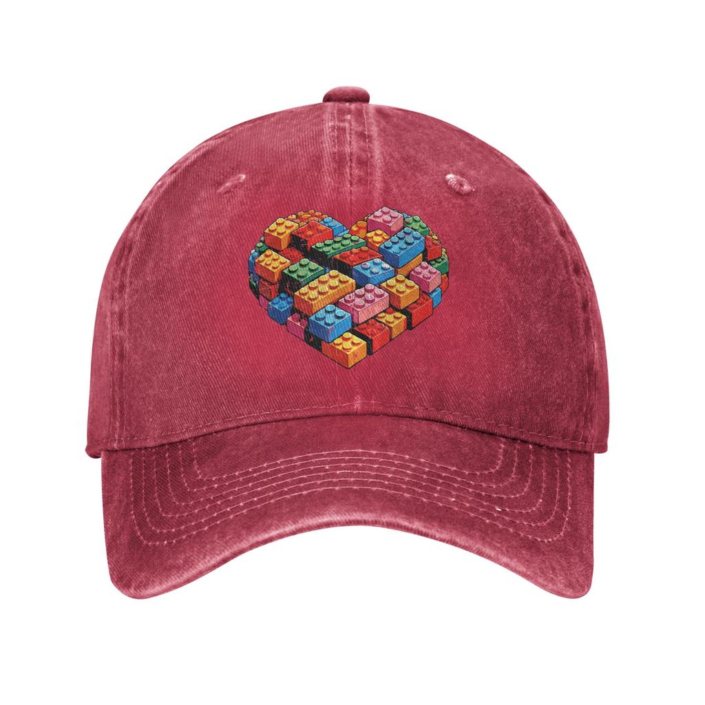 Valentines Day Heart Building Blocks Bricks Casual Baseball Cap For Men Women Summer Tennis Skate Trucker Hat Baseball Caps
