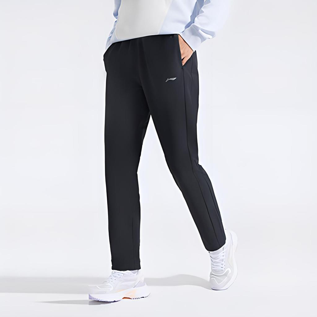 Li Ning Fitness Series Fleece Lined Straight Leg Sports Pants Women Pants Black AYKR758-1