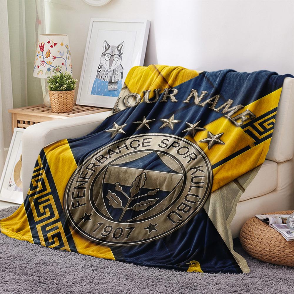 Custom Name Fenerbahçe Flannel Blanket, High Quality Comfortable for All Seasons, Home Decor, Warmth and Comfort