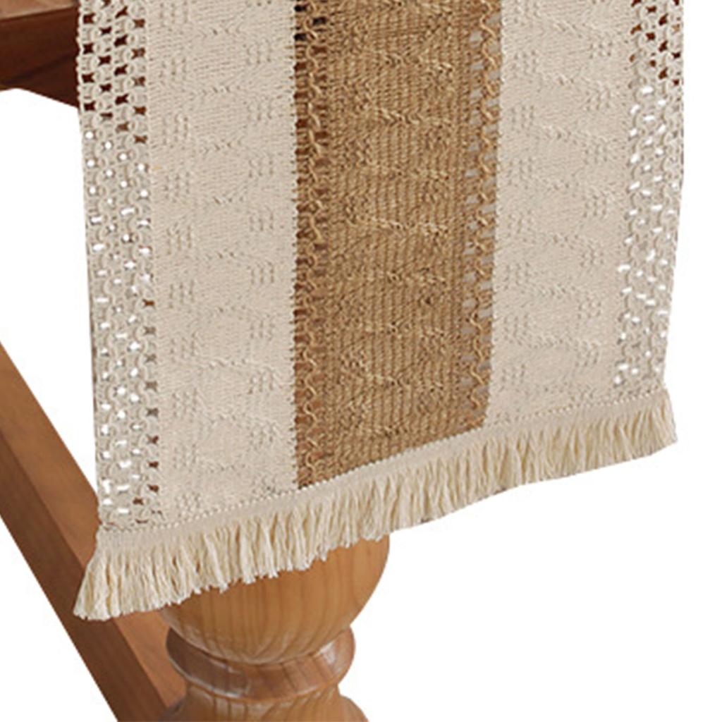 Rustic Table Runner Macrame Table Runner Cotton Desk Decoration for Holiday Party Farmhouse Wedding 180x30cm Coffee
